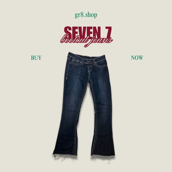 Seven 7 Bootcut Jeans Dark Wash Denim Size 28 Raw Hem Distressed Womens Casual C - Picture 1 of 7